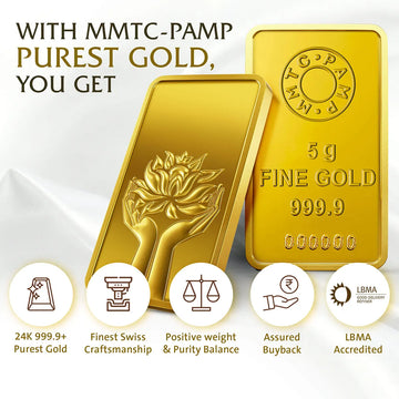 MMTC-PAMP LOTUS 24K (999.9) 5 GM GOLD BAR MMTC